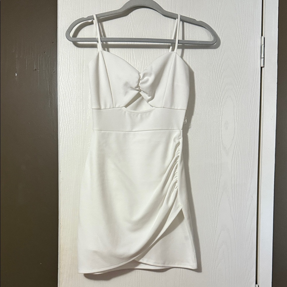 Windsor White Mini Dress with Ruched Detail